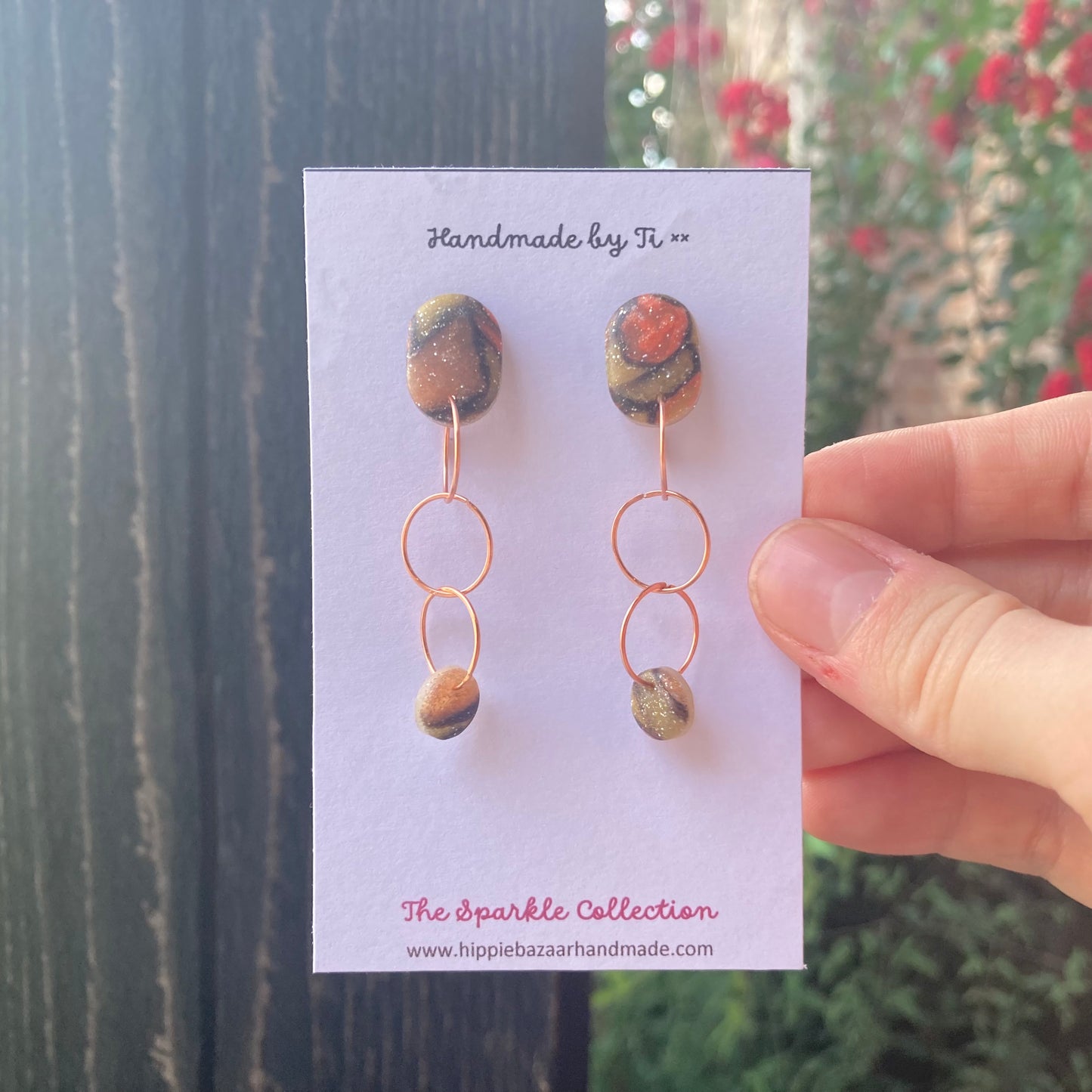 Copper Circle Dangly Post Earrings