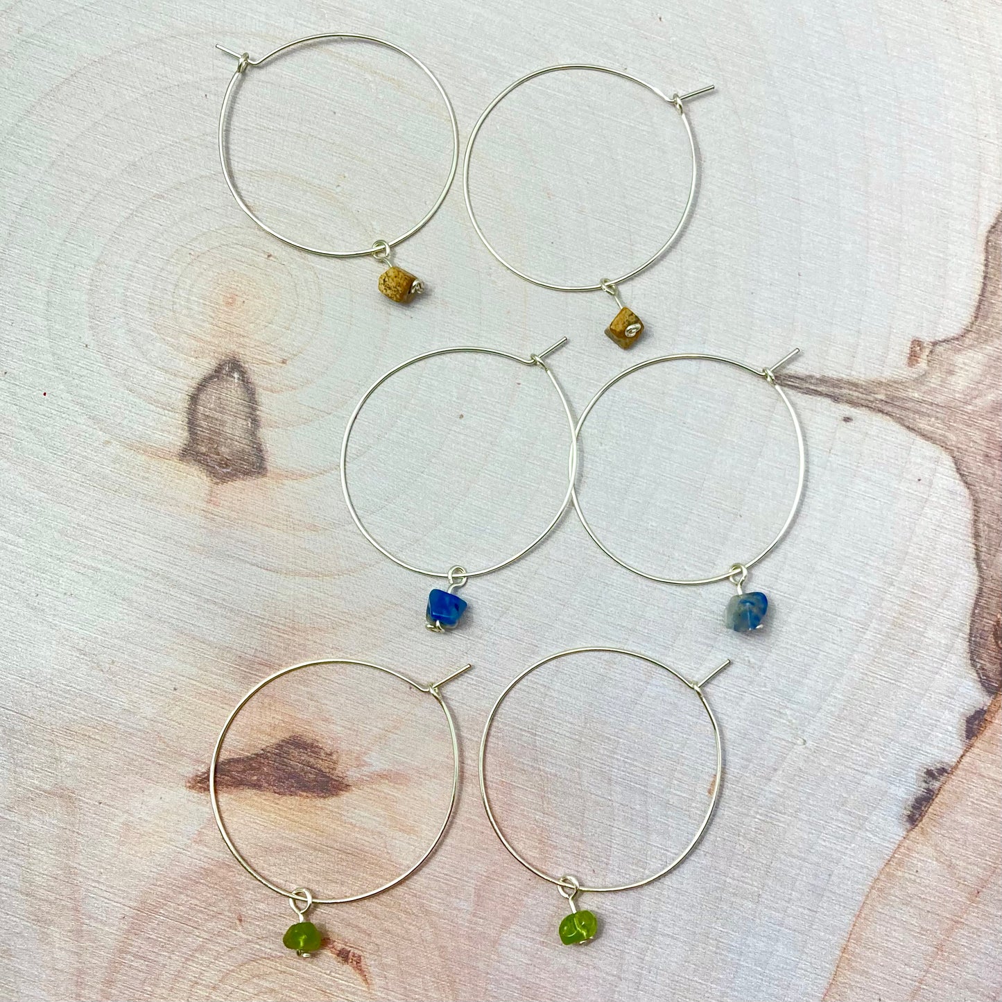 Crystal Charm Hoop Earrings; 1.5"