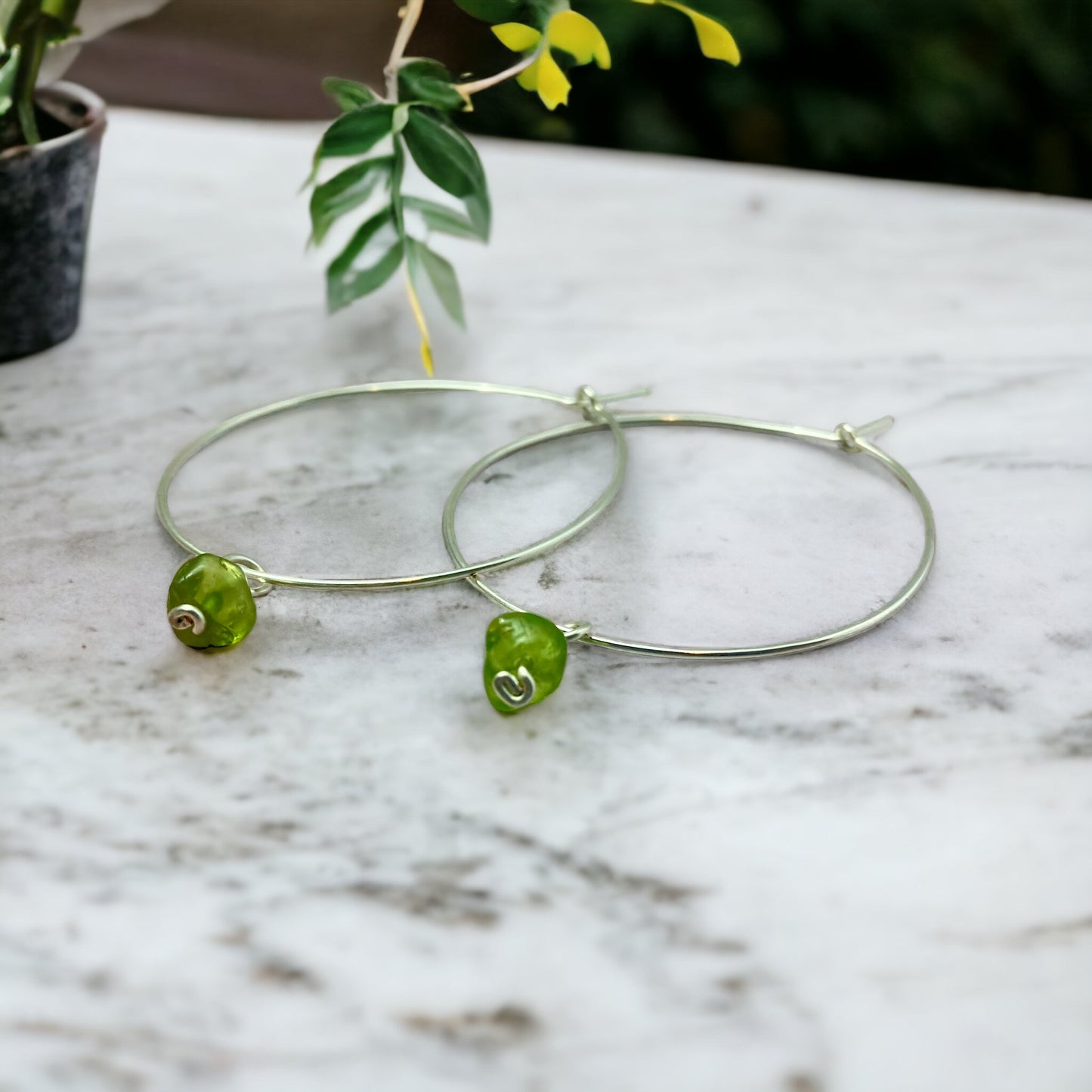 Crystal Charm Hoop Earrings; 1.5"