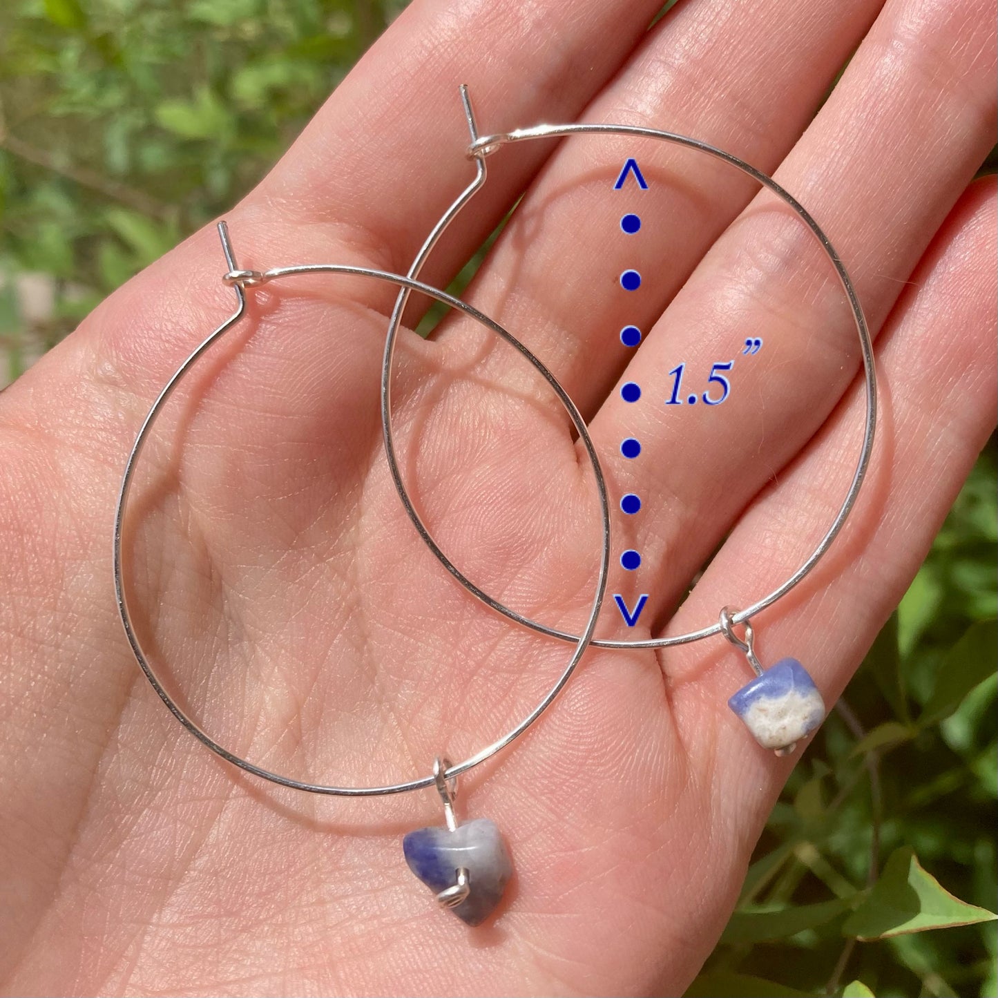 Crystal Charm Hoop Earrings; 1.5"