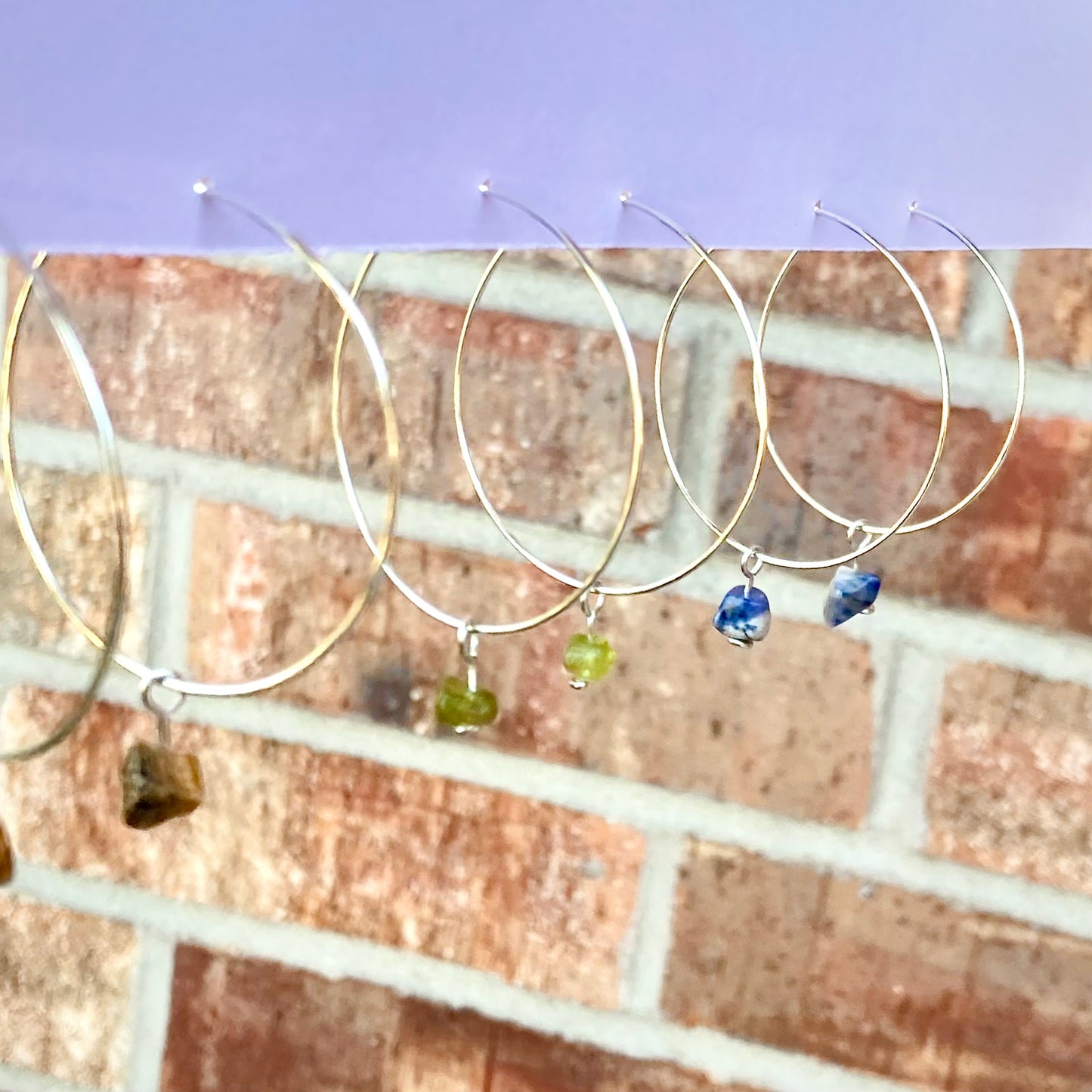 Crystal Charm Hoop Earrings; 1.5"