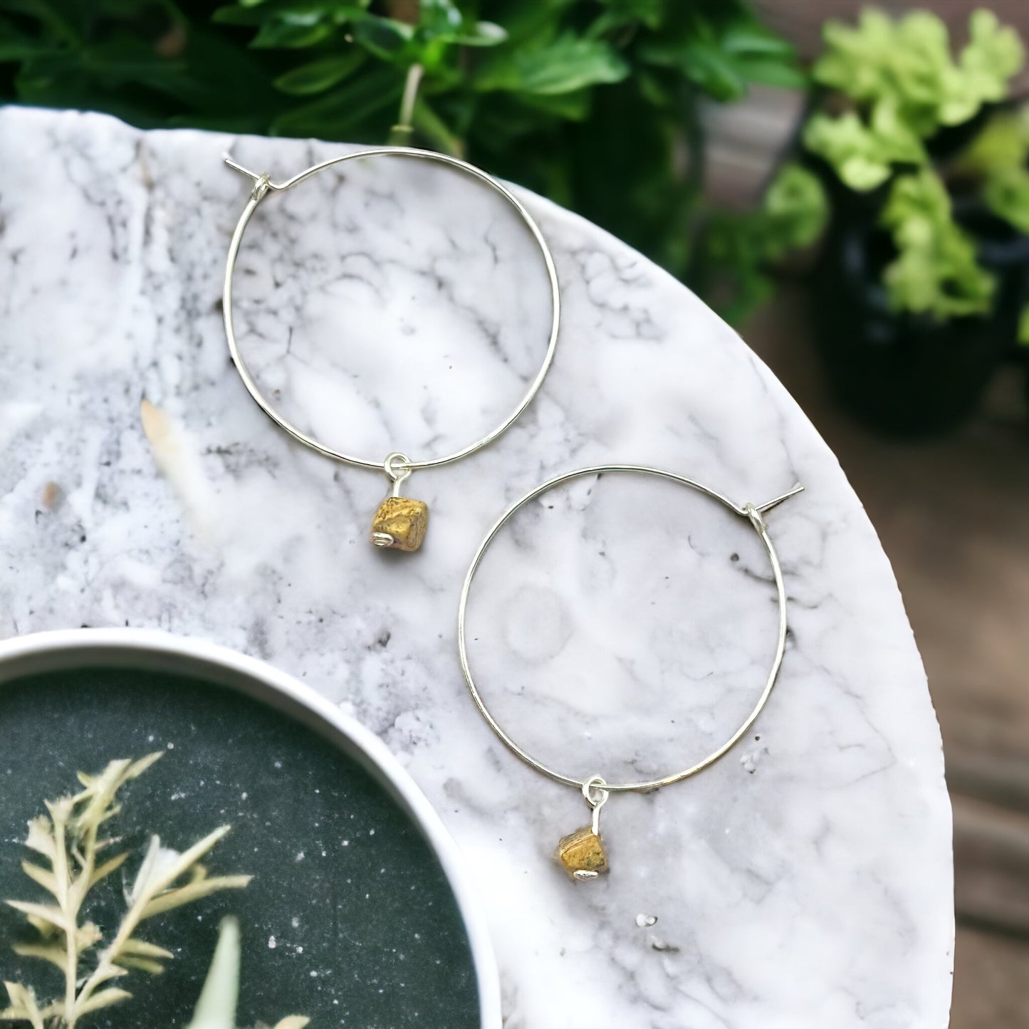 Crystal Charm Hoop Earrings; 1.5"