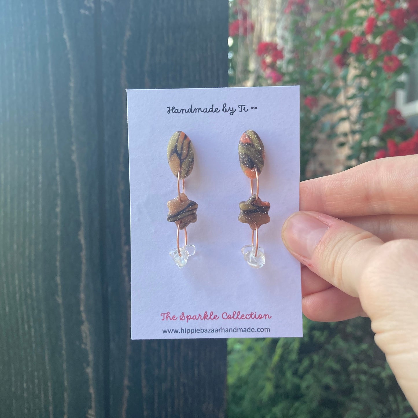 Clear Quartz Dangly Post Earrings