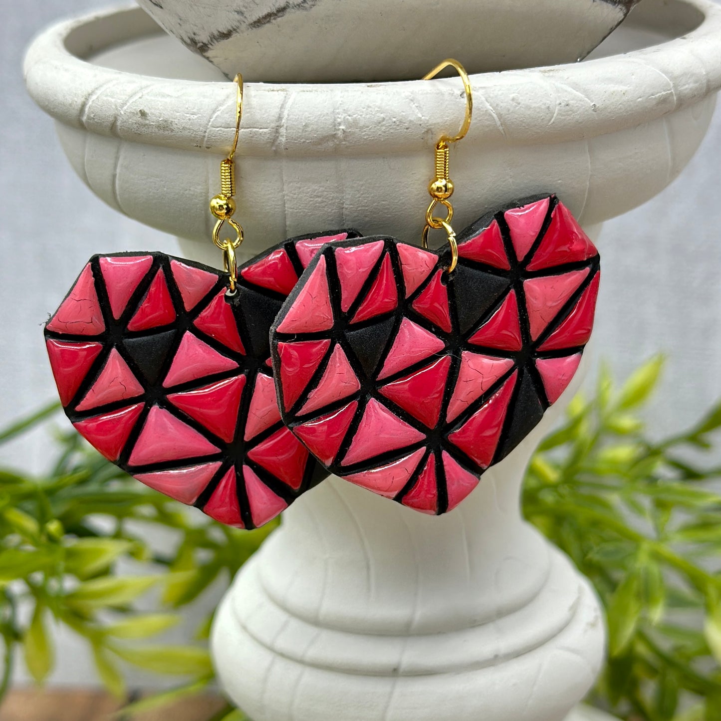 Pink Geometric Hearts