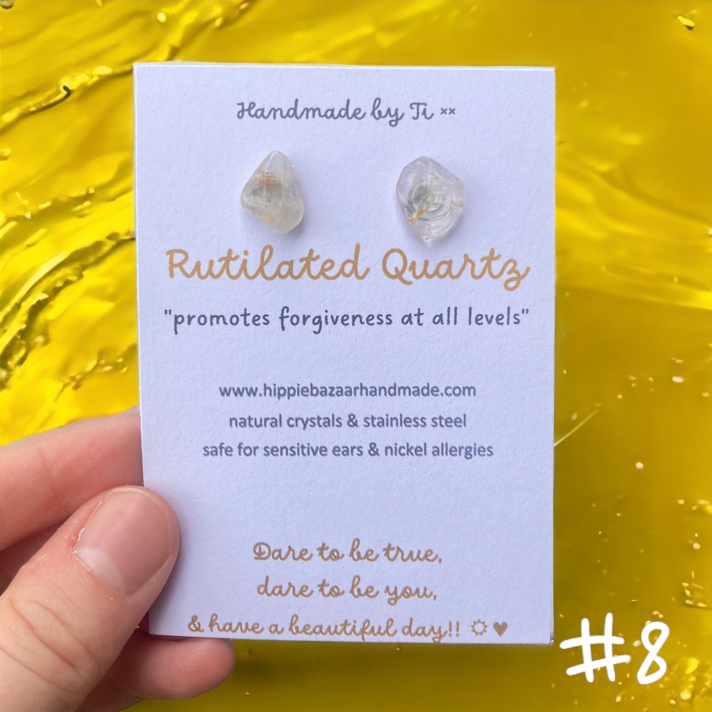 Rutilated Quartz Studs - Pick a Pair